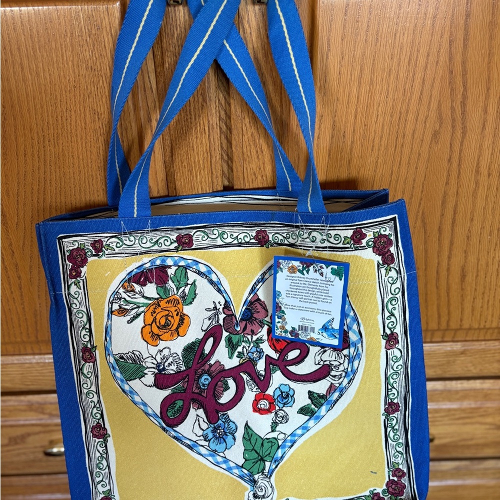 Brighton "NEW"   Large Blue and Cream Love Bird Tote - Picture 5 of 6